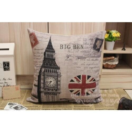 London pillow cover, creative Retro Poster British flag big ben union jack throw pillow case pillowcase wholesale