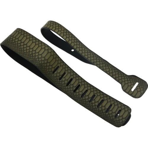 PU Leather Adjustable Acoustic Electric Guitar Bass Wide Strap Grey Python Skin Embossed
