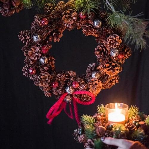 Handmade Christmas wreath Decoration for Home New Year Door Wreaths Xmas Snow Rustic Decors Winter