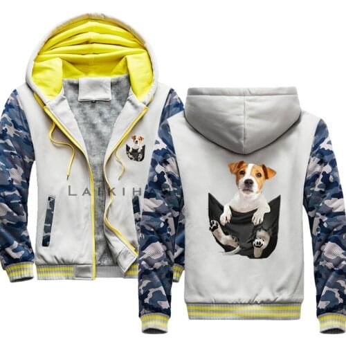 Jack Russell Inside Pocket Dog Lovers Men Hoodies Casual Pullovers Male Tracksuit Hooded Mens Hoodies and Sweatshirts Oversize