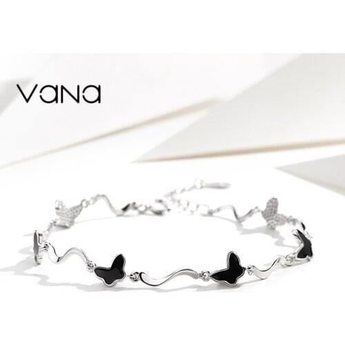 VANA Butterfly Bracelet for Women Girls 925 Sterling Silver Bracelets Cute Gift for Friends Girlfriend Daughter