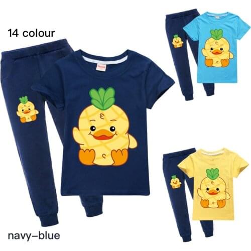 Spring/Fall Kawaii Pineapple Childrens Suit Boys/Girls Fashion Cotton Pants + T-shirt 2 Pieces Teen Casual s portswear 2-14Y