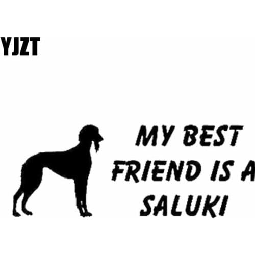 YJZT 18CM*6.7CM My Best Friend Is A Saluki Dog Vinyl Fashion Cartoon Car Sticker Black/Silver C2-3208