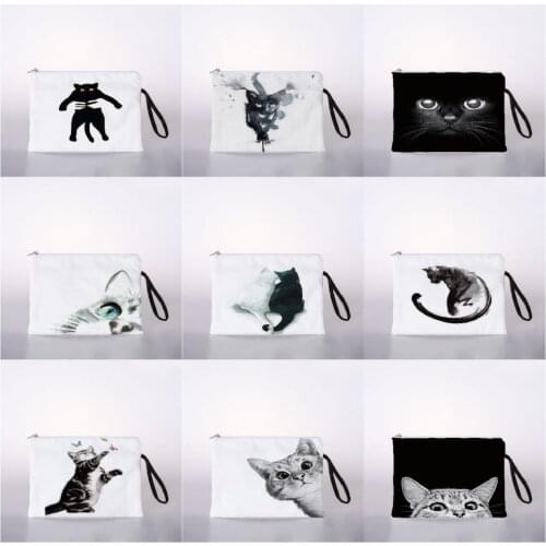 Womens cosmetic bag black and white pattern digital printing cosmetic bag travel storage bag cosmetic bag