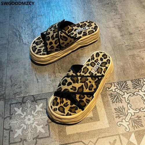 Leopard Platform Shoes Woman Slippers Ladies Slippers Slides Women Designer Slippers Women Summer 2021 Zapatos De Mujer Zapatos