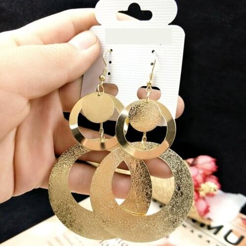 Woman Fashion Personality Exaggerated Metal Retro Big Circle Earrings Exaggerated Letter Earrings Temperament Earrings