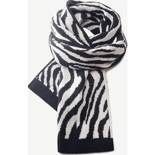 Winter Womens Zebra Striped Scarf Long Warm Shawl Scarf Fashion Knitted Scarf 2021 New