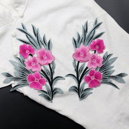 1 pair/lot High Quality Large Embroidery Flower Patch for DIY Clothing Applique Patch for Clothes DIY SSew On Flower Patches
