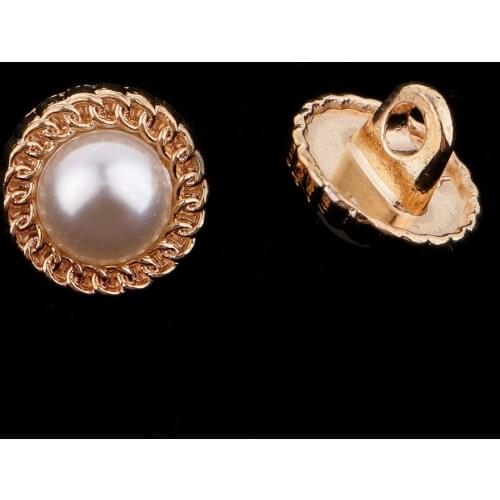 10pcs Fashion Pearl Shank Buttons For Sewing Craft Embellishments Gold 10mm