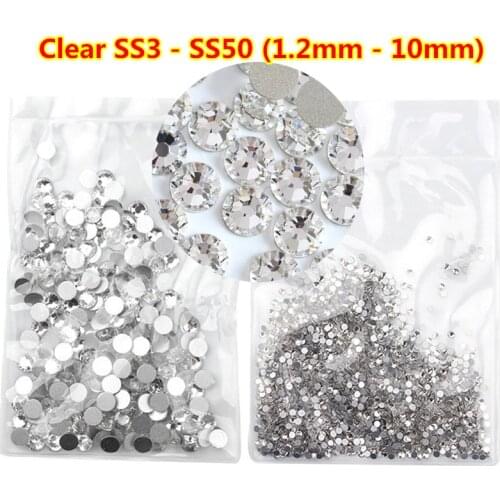 1440pcs ss3 -ss50 Nail Art Rhinestone Nail strass swarovsky crystal Glass Clear Flatback Non Hot Fix Rhinestone Glue for Nails