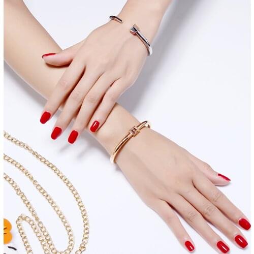 2PCS/Lot Top quality 316L Stainless steel Rose gold and White Color Fast shipping Charming Cuff Bangles Free size for lady