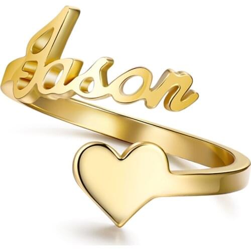 2021 Fashion new 4 Name Rings Stainless Steel Adjustable Women Family Rings Unique Birthday Gifts