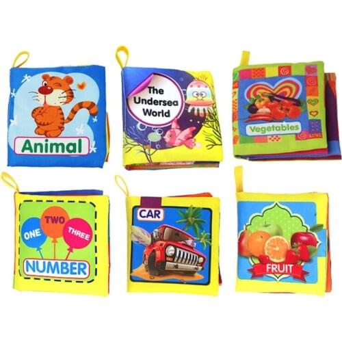 6Pcs Cognition Newborn Infant Soft Fabric Cloth Books Rustle Sound Baby Early Learning Education Toys for Kids