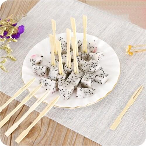 80PCS Disposable Bamboo Catering Forks Fruit Stick Finger Food Pick aperitif picks plastic appetizer antipasti new brand fashion