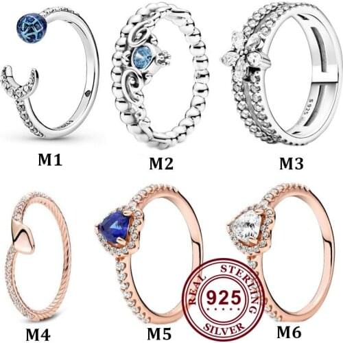 925 Sterling Silver Pan Ring Rose Sparkling Elevated Heart Ring For Women Wedding Party Jewelry