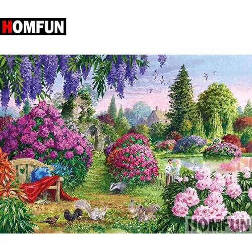 HOMFUN 5D DIY Diamond Painting Full Square/Round Drill "Garden Scenic" 3D Embroidery Cross Stitch gift Home Decor Gift A08211