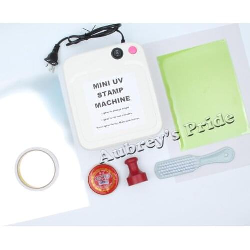 Free Shipping Mini Simple UV Exposure Lamps Flash Stamp Kit Machine Self inking Stamping Making Sealer+ Polymer Plate Paper