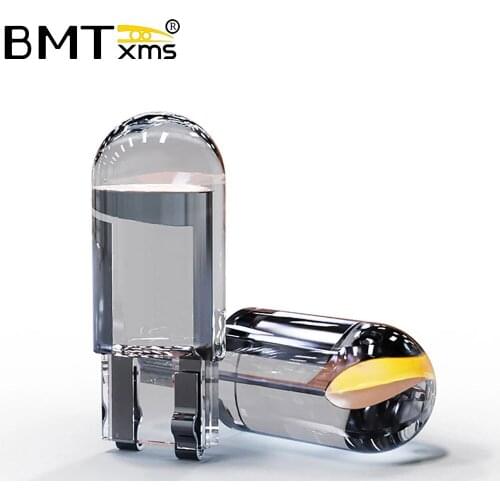 BMTxms 2x W5W 194 T10 Glass Shell Cob Car LED Wedge License Plate Lamp Dome Light Bulb 3000K Amber 6000K White Green Blue Red