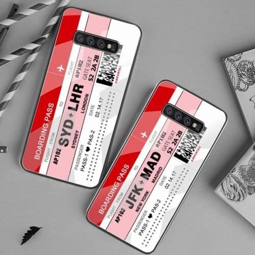 Air Ticket Plane Boarding Pass Phone Case Tempered Glass For Samsung S20 Plus S7 S8 S9 S10 Plus Note 8 9 10 Plus