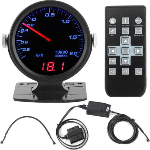 60mm Touching 17 Color OBD2 Dual Function Turbo Boost Pressure + Air Fuel Ratio Gauge Dual Function Gauge Aluminium Alloy