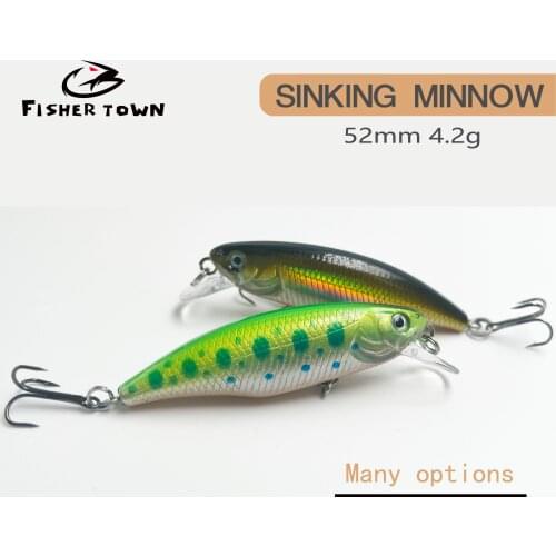 Fisher town 52mm 4,5g se hunde caliente Señuelos de Pesca de trucha Mini pez aparejos de pesca Wobbler agua dulce manivela