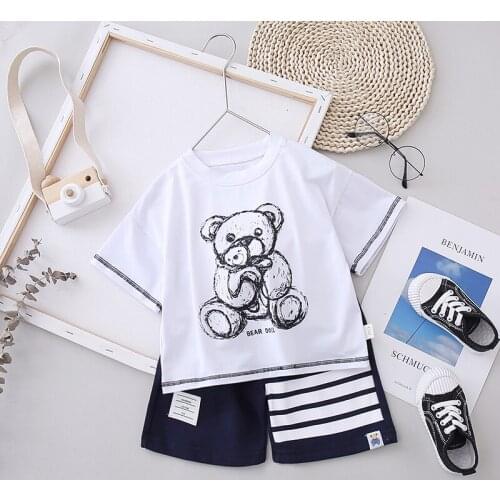 New Summer Boys Toddle Clothing Sets Children T-Shirt Short Sleeve +Shorts Set Two Pieces Set Kids Baby Girls Casual Clothes