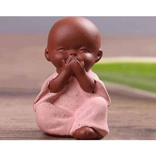 Ceramic Ornaments Monk Small Buddha Statue Monk Figurine Tathagata India Yoga Mandala Tea Pet Purple Ceramic Crafts Decorative
