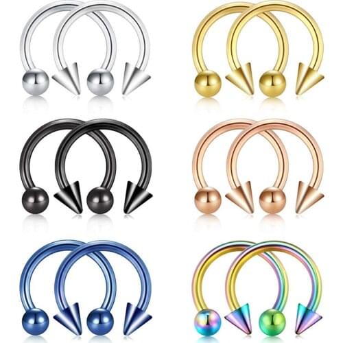 Surgical Steel Nose Hoop 16G 8mm 10mm Clicker Septum Piercing Horseshoe Tragus Cartilage Helix Piercing