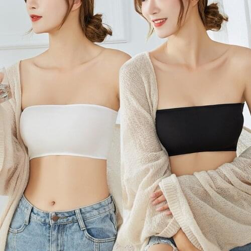 2 Pieces Set Modale Black White Skin Womens Strapless Unpad Tube Tops Soft Bandeau Ladies Seamless Sports Wrap Tops Wholesale