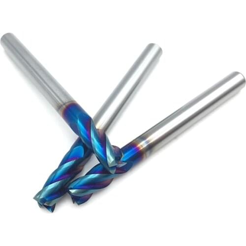 1PC 5mm End Mill HRC65 4 Flute D5*13*6*50 50mm Long Fattened End Mills Straight Slim Shank nACo-Blue Coated Milling Cutter