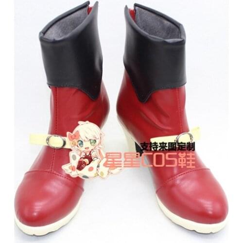 Rokka no Yuusha Chamo Rosso Red Halloween Cosplay Shoes Boots X002
