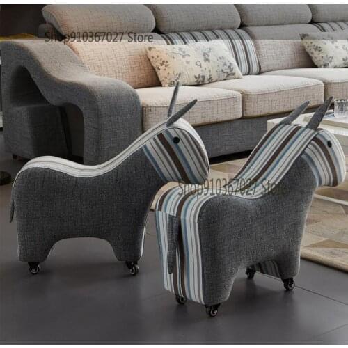 Creative Personality Children Pony Stool Living Room Home Cartoon Small Bench Cute Sofa Low Stool Animal Chair