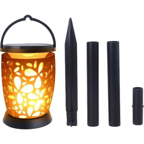 H7JB 96 Lamp Beads Solar Lights with Flickering Flame Solar Torches Lights Waterproof Hanging Flame Lanterns for Pathway Yard