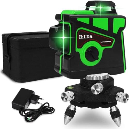 3D Level Laser Green 12 Lines Level Self-Leveling Vertical Cross Super Powerful Green 360 Horizontal Laser Level Professional