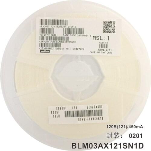 BLM03AX121SN1D 0201 120R 120Ω 100MHz 450mA SMD Magnetic Bead BLM03PX330SN1D 0201 33Ω 33R 100MHz 1.5A Magnetic Bead Silencer