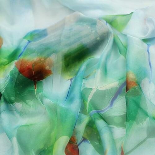 Fashion new style cloth dress material 30D gradient printed chiffon fabric artificial Silk scarf ancient costume clothing fabric