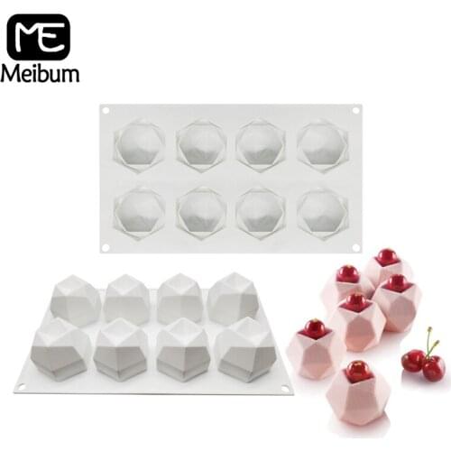 Meibum 8 Cavity Diamond Polygonal Silicone Cake Mold Muffin Cupcake Baking Tools French Dessert Mousse Pastry Tray Candle Mould