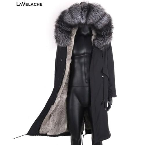 2020 New Winter Jacket Men X Long Coat Parkas 7XL Real Rabbit Fur Liner Natural Raccoon Collar Thick Warm Outerwear Streetwear