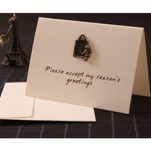 1pc New Years Card Wedding Envelope Birthday Thanksgiving Day Greeting Card Invitation Card Best Wishes Metal Retro Card