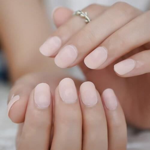 Nude Pink Matte False Nails Pre Designs Short Squoval Natural Frosted Fake Nail Flat Manicure Artificial Nails Tips 24pcs/set