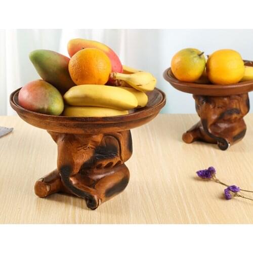 Creative Wooden Elephant Fruit Tray Coffee Table Desktop Decoration Candy Remote Control Storage Tray TV Cabinet Room Decoration