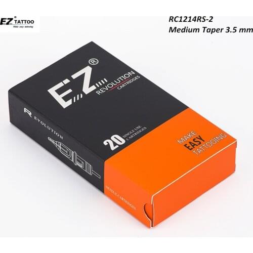 RC1214RS-2 EZ Revolution Cartridge Tattoo Needles Round Shader Medium Taper 3.5 mm for Cartridge Tattoo Machine & Grips