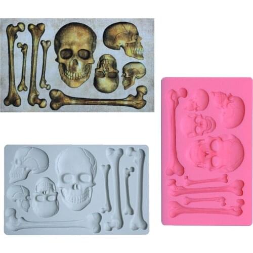 DIY Crafts Skull Head Bone Epoxy Resin Mold Halloween Decorations Silicone Mould