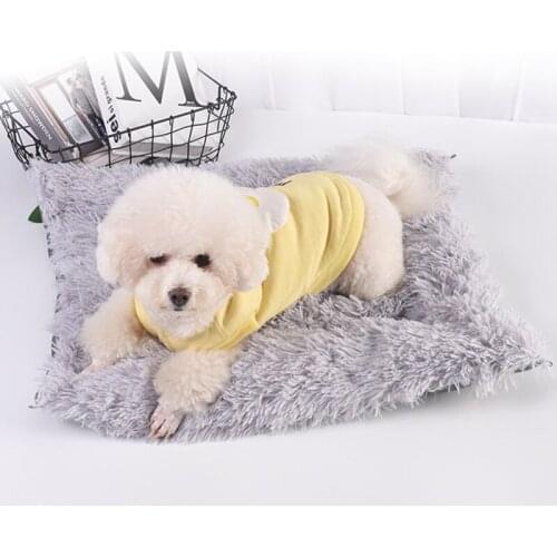 Round Long Plush Dog Bed House Foldable Cat Mat Washable Warm Soft Cushion Multifunction Dual-use Dog Pad Pet Accessories