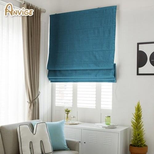 Modern Cotton/Linen Farbic Customized Roman Blinds Roman Shades For Living Room Window Curtains Free Shipping