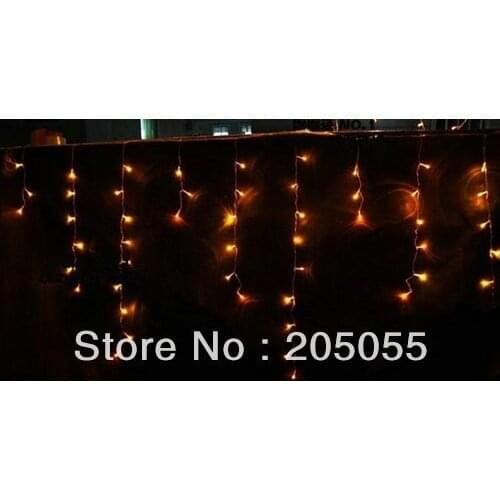 180 LED 6M curtain lights Led icicles lights lamps with tail plug Icicle Lights Xmas Wedding Party Decorations-Yellow