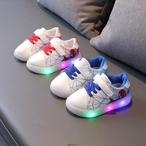Disney Luminous Baby Shoes For Boys Girls SpiderMan Running Shoes Baby Lights Shoes Casual Sneakers Toddler Kids LED Sneakers