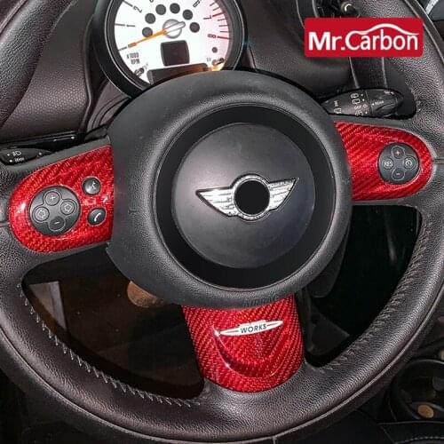 Carbon Fiber Car Steering Wheel Decoration Cover For BMW MINI ONE COOPERS F54 F55 F56 F60 R55 R56 R60 Car Styling Accessories