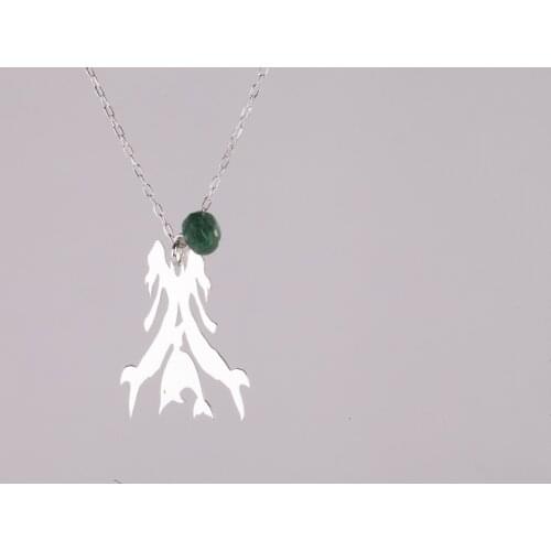 UM US JEWELRY 925 Sterling Emerald Gemstone Mermaid Patterned Ghost Pendant