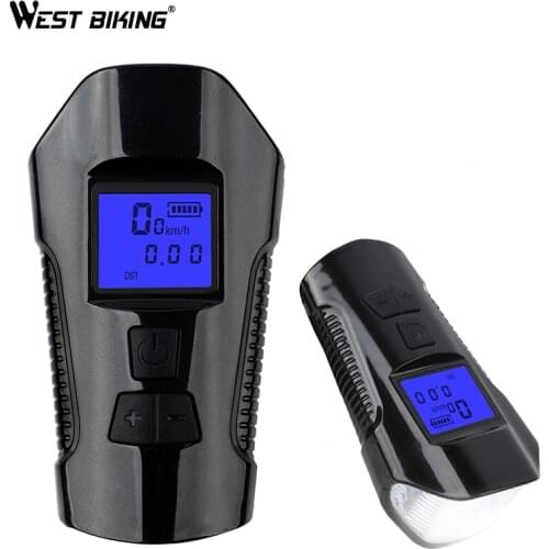 WEST BIKING Bicycle Computer Speedometer Waterproof Odometer Velocimetro Bike Light Loud Bell Sports Stopwatch Cycling Computer